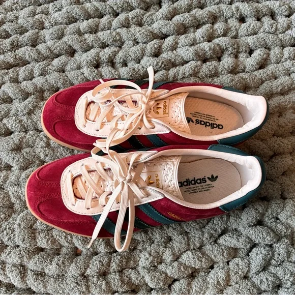 adidas Gazelle Women’s Suede Sneakers — Burgundy Pink Green - Picture 2 of 5
